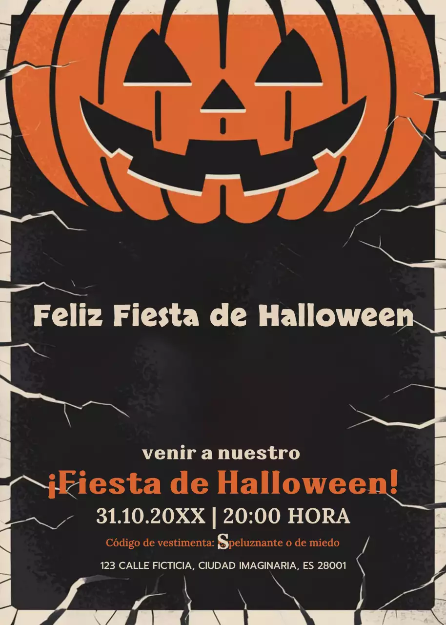 invitación retro naranja para Halloween