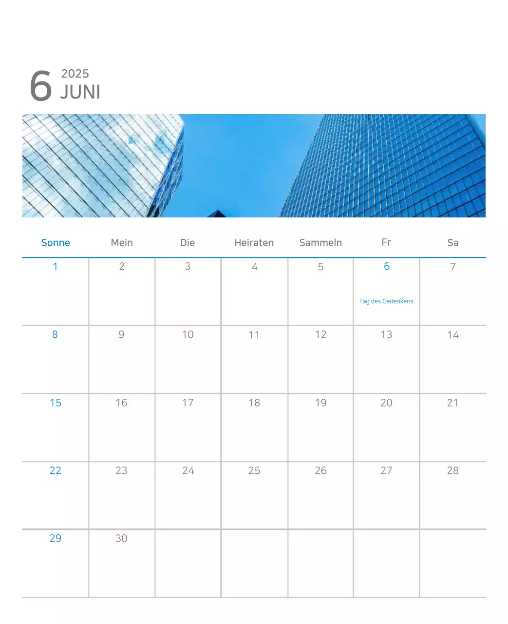 Blauer moderner Kalender Kalender