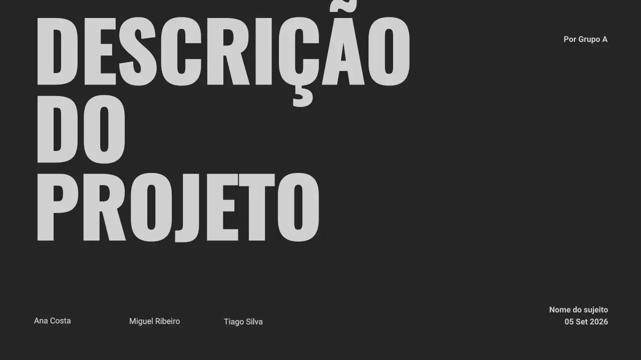 Apresentação do projeto de grupo Preto e Laranja