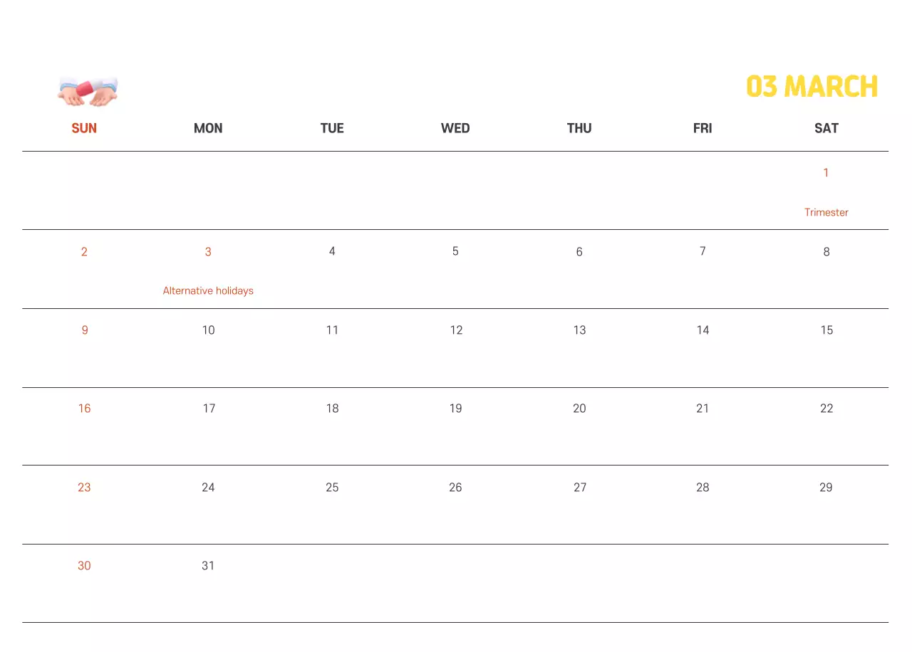 A holiday hospital with health and family themed illustrations and colorful accents