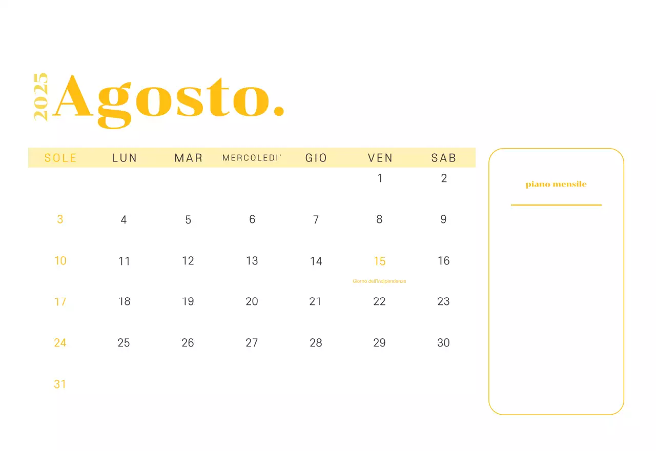 Calendario con illustrazioni giovanili su sfondo giallo-verde
