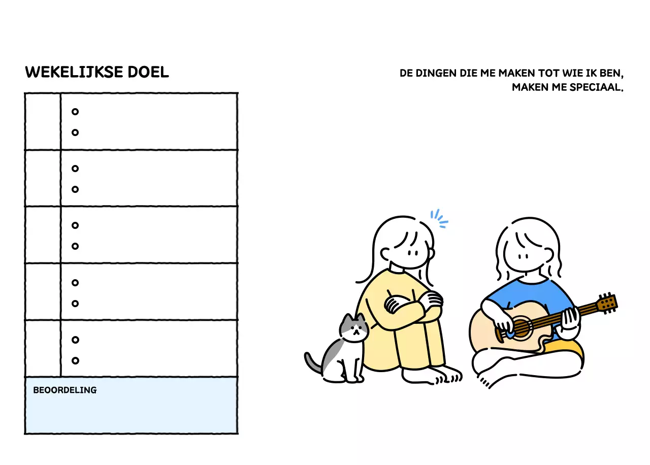 Geïllustreerde kalender met een mooie lijnstijl