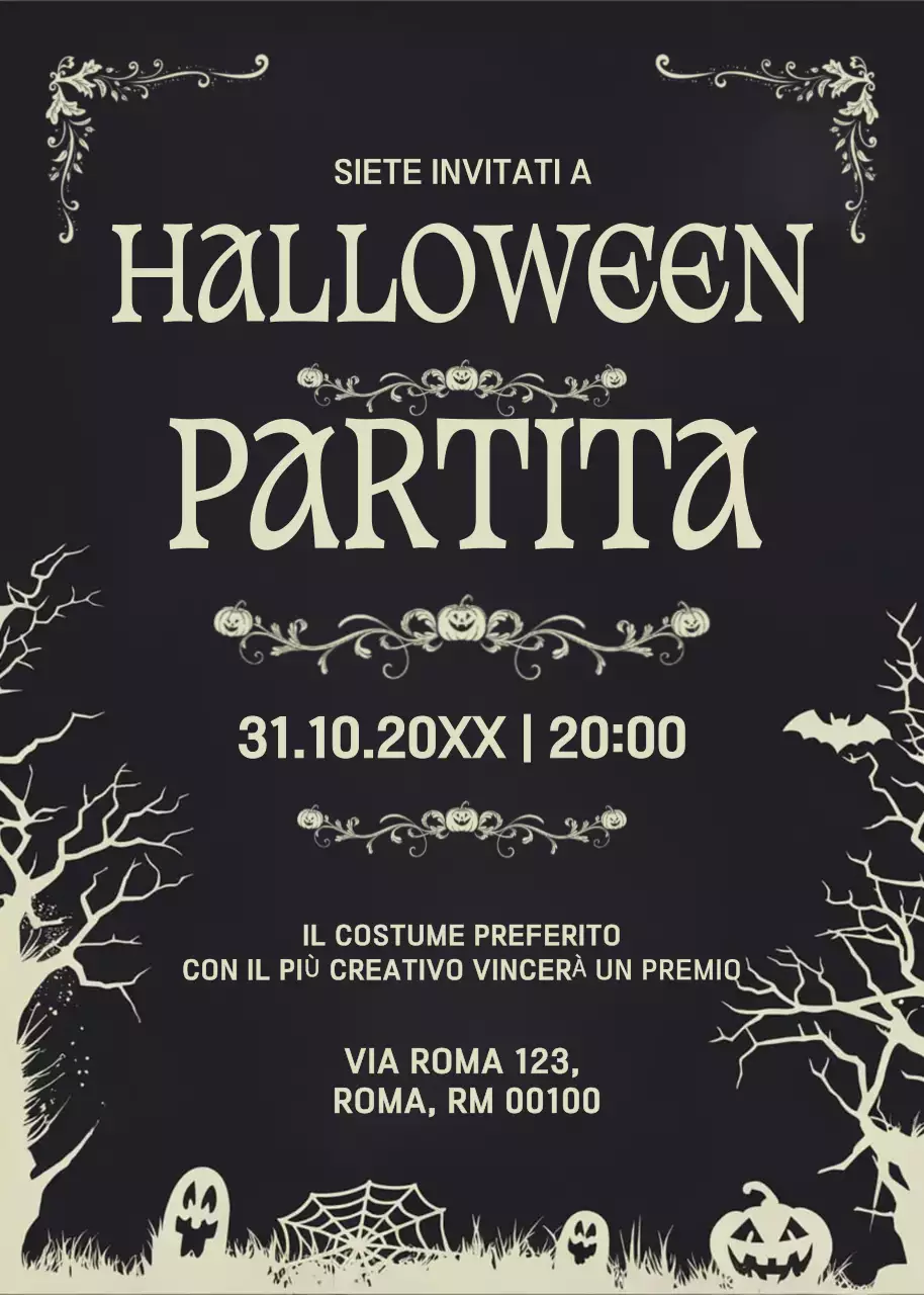 Invito gotico nero per Halloween