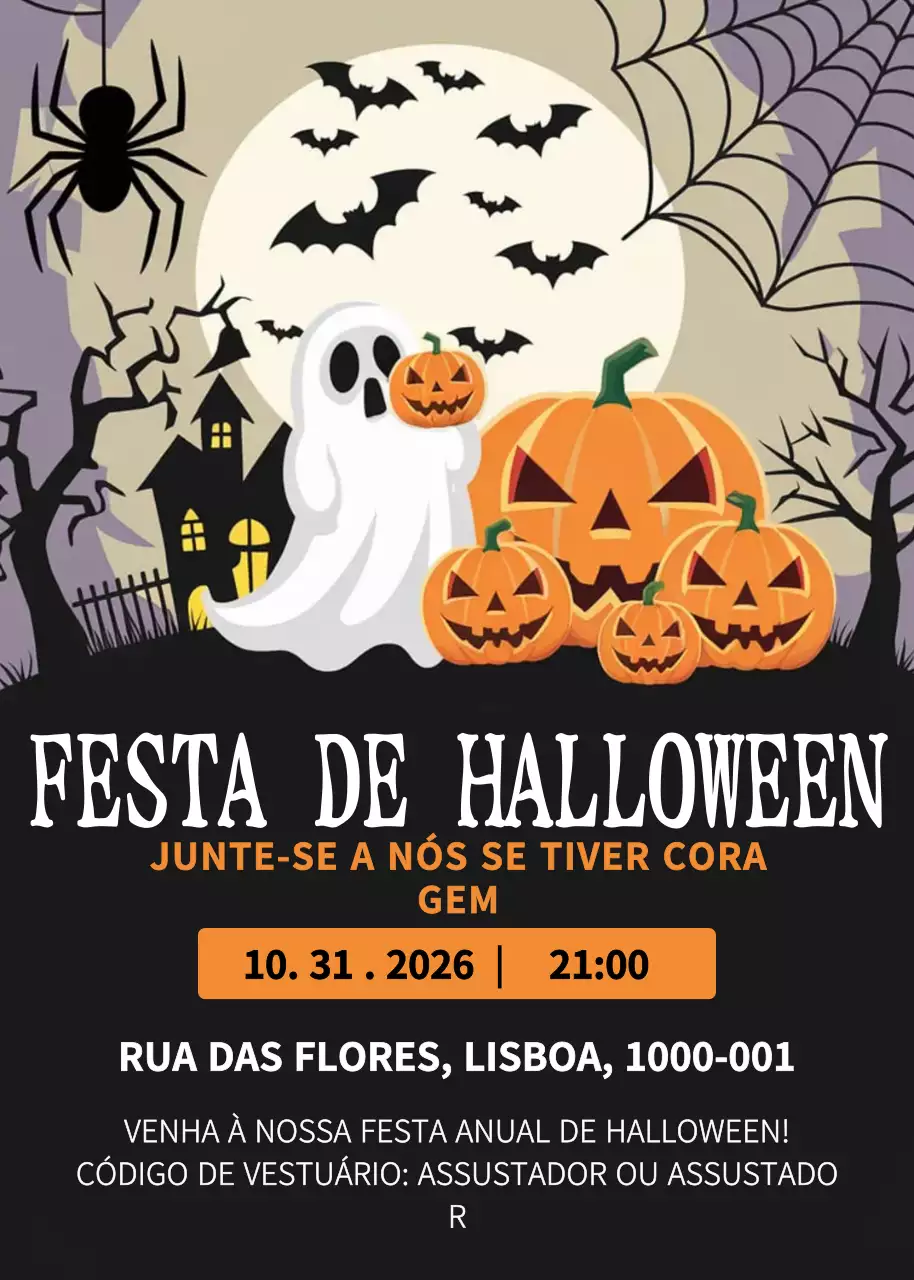Convite de Halloween preto S1pooky