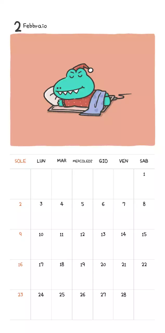 Un calendario con un simpatico concetto di illustrazione di Ago