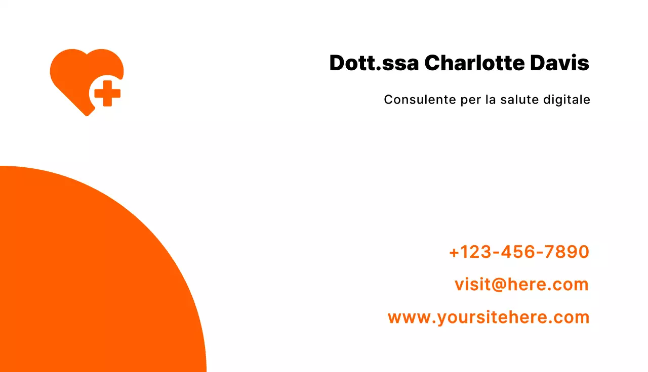 Grigio arancione e bianco biglietto da visita telehealth stile minimal