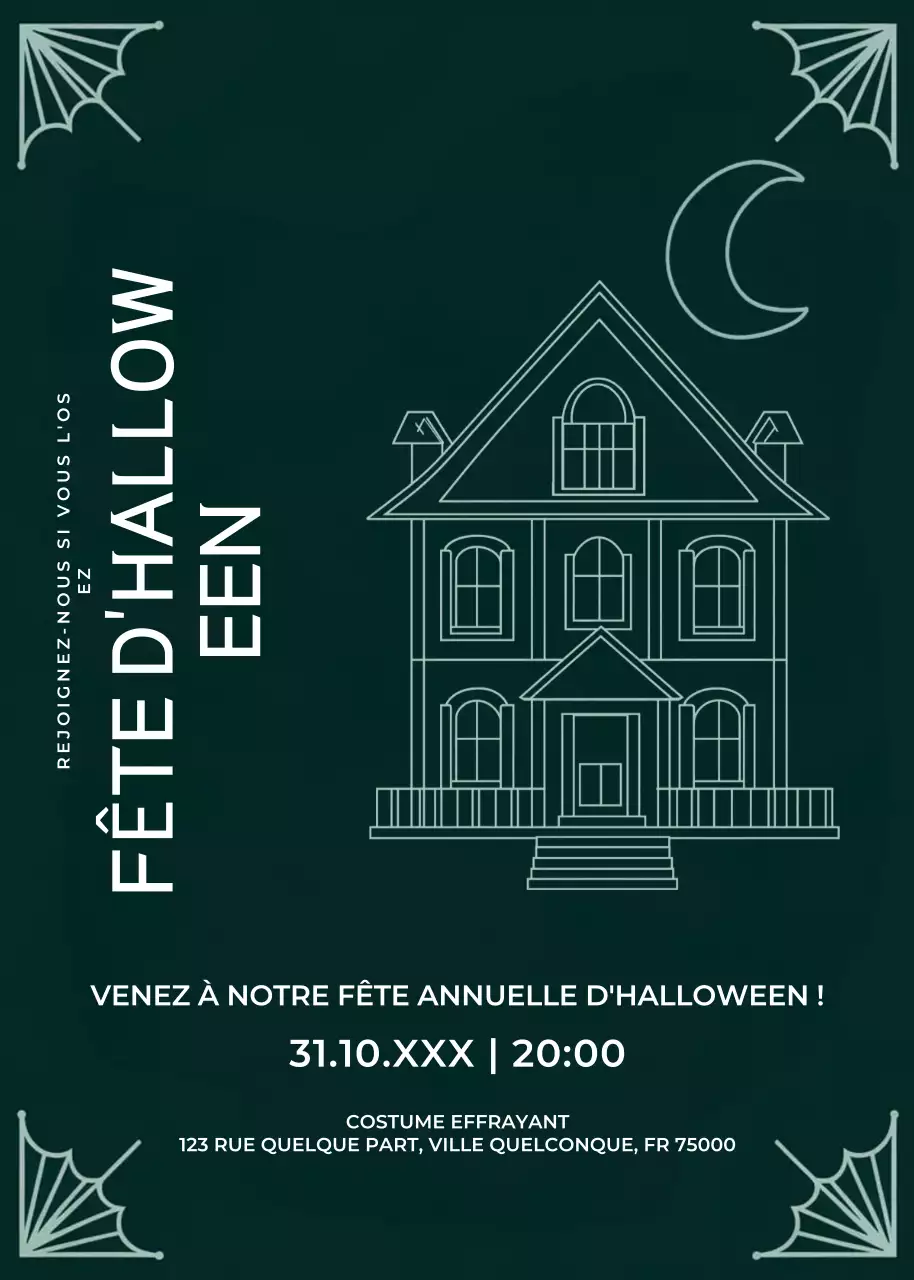 invitation gothique verte pour Halloween