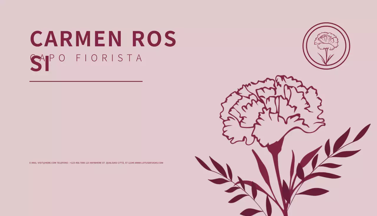 biglietto da visita rosa elegante per fioristi