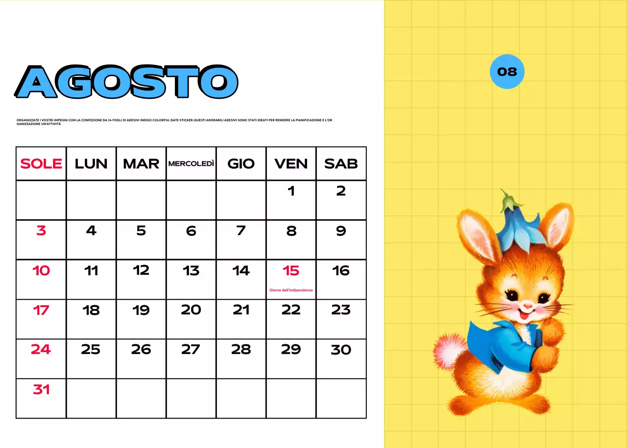 Calendari colorati con una varietà di illustrazioni retrò