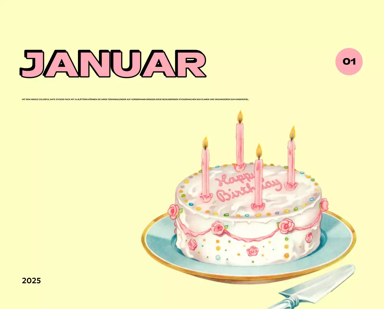 Bunte Kalender mit einer Vielzahl von Retro-Illustrationen