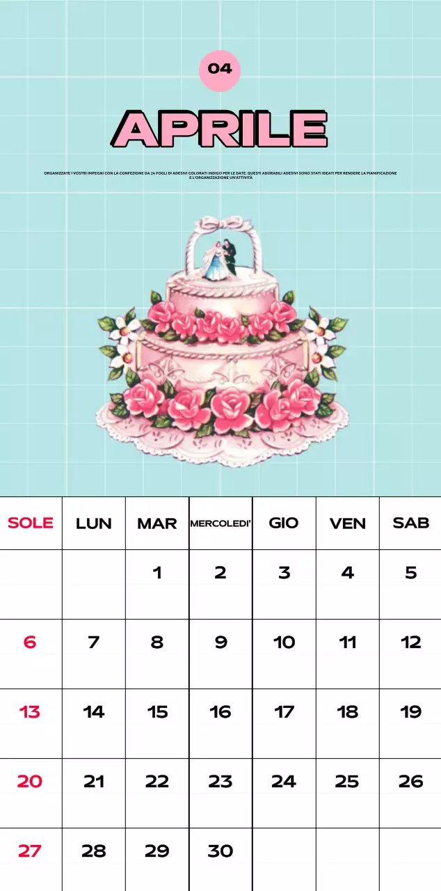 Calendari colorati con una varietà di illustrazioni retrò