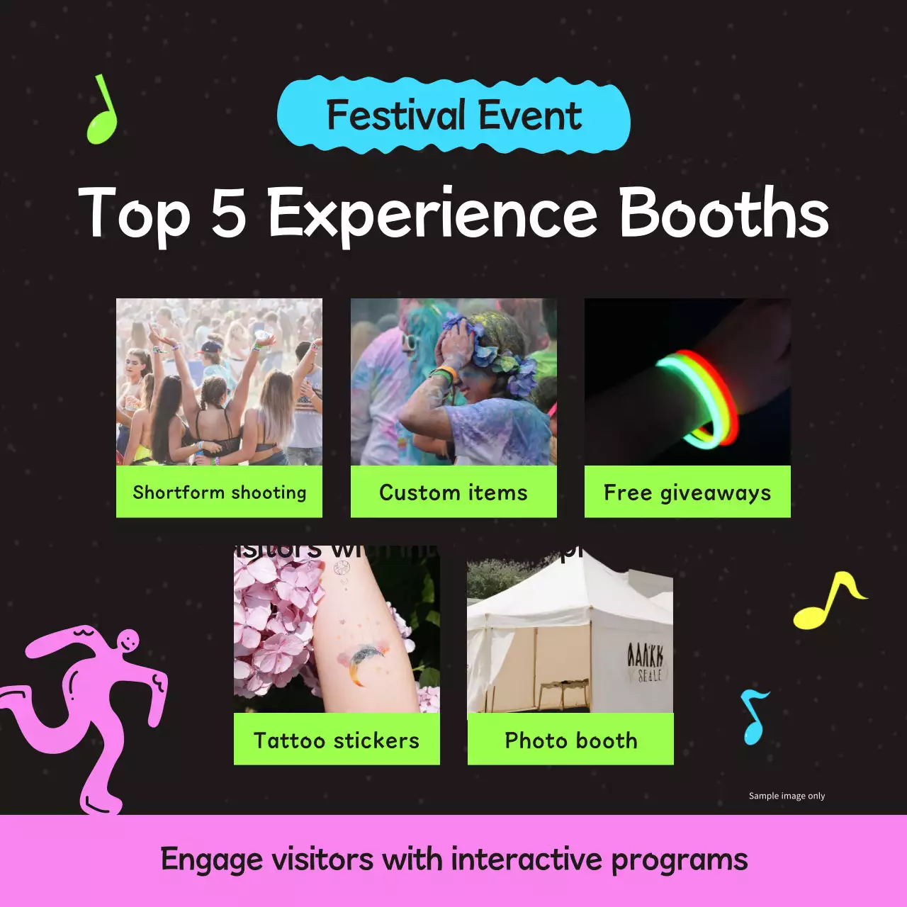 Black Trendy Festival Guide Instagram Carousel