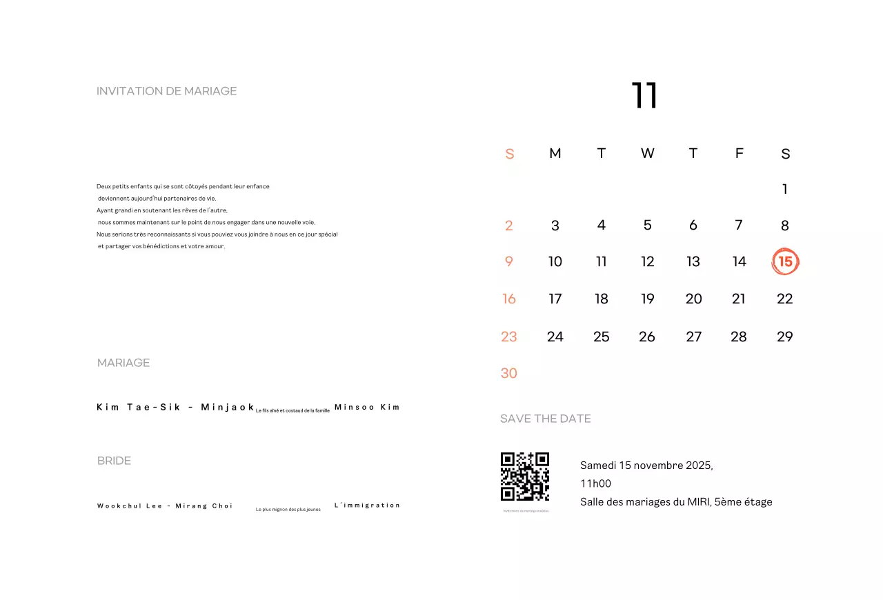 Photo d'enfance invitation de mariage simple en noir