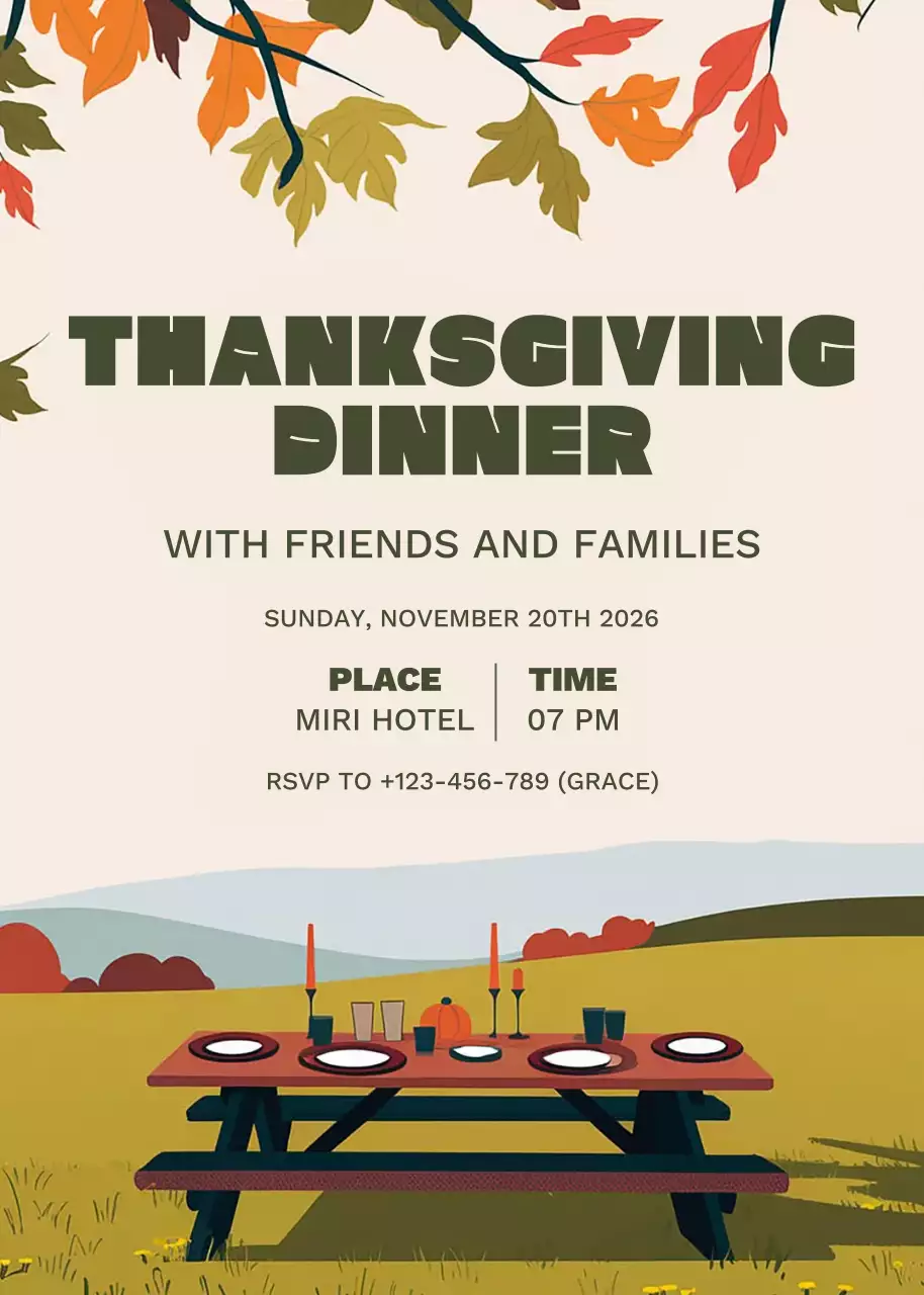 Orange Rustic Thanksgiving Invitation Poster