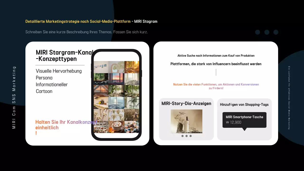 Förderung des modernen Marketing-Leitfadens für Marineblau und Regenbogen