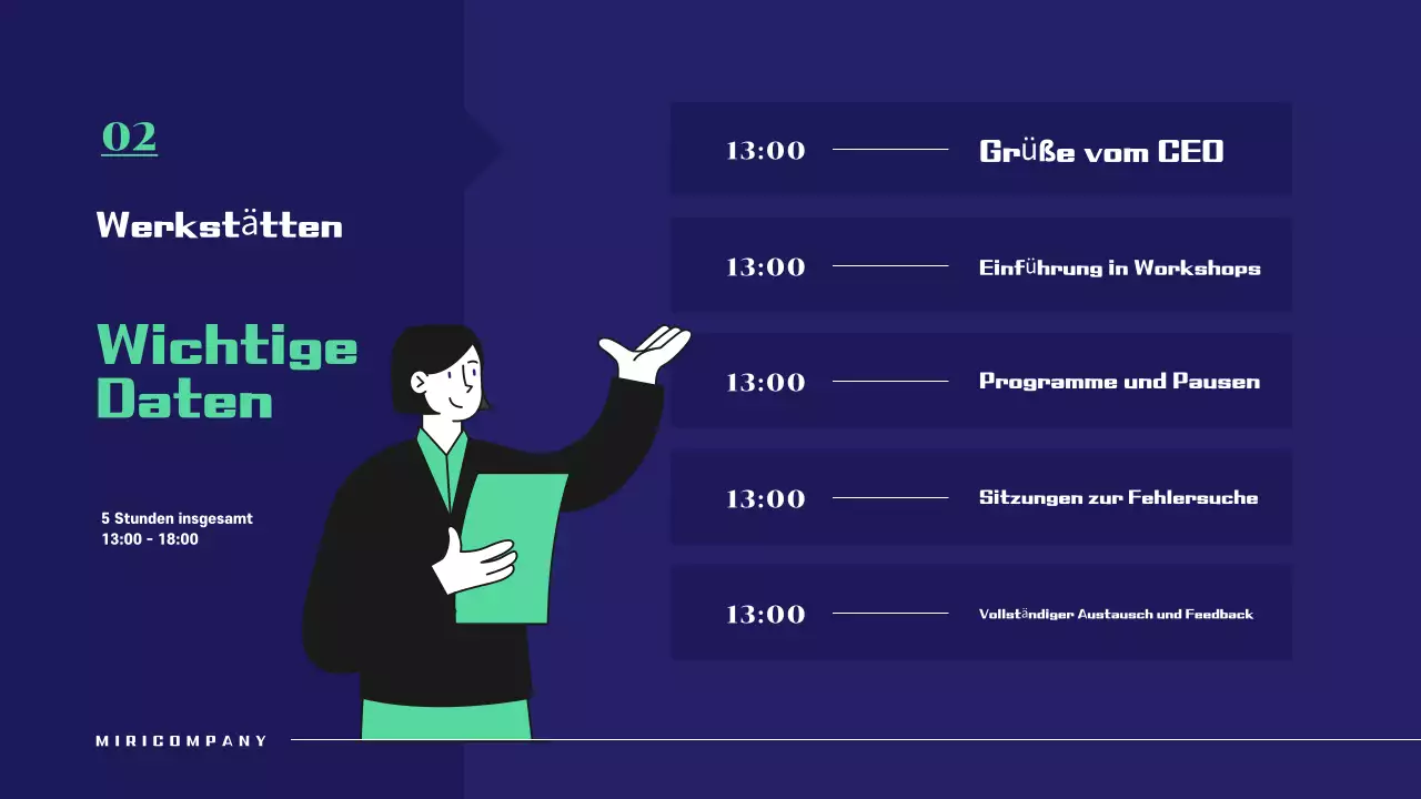 Einfacher Workshop-Vorschlag in Marineblau und Grün