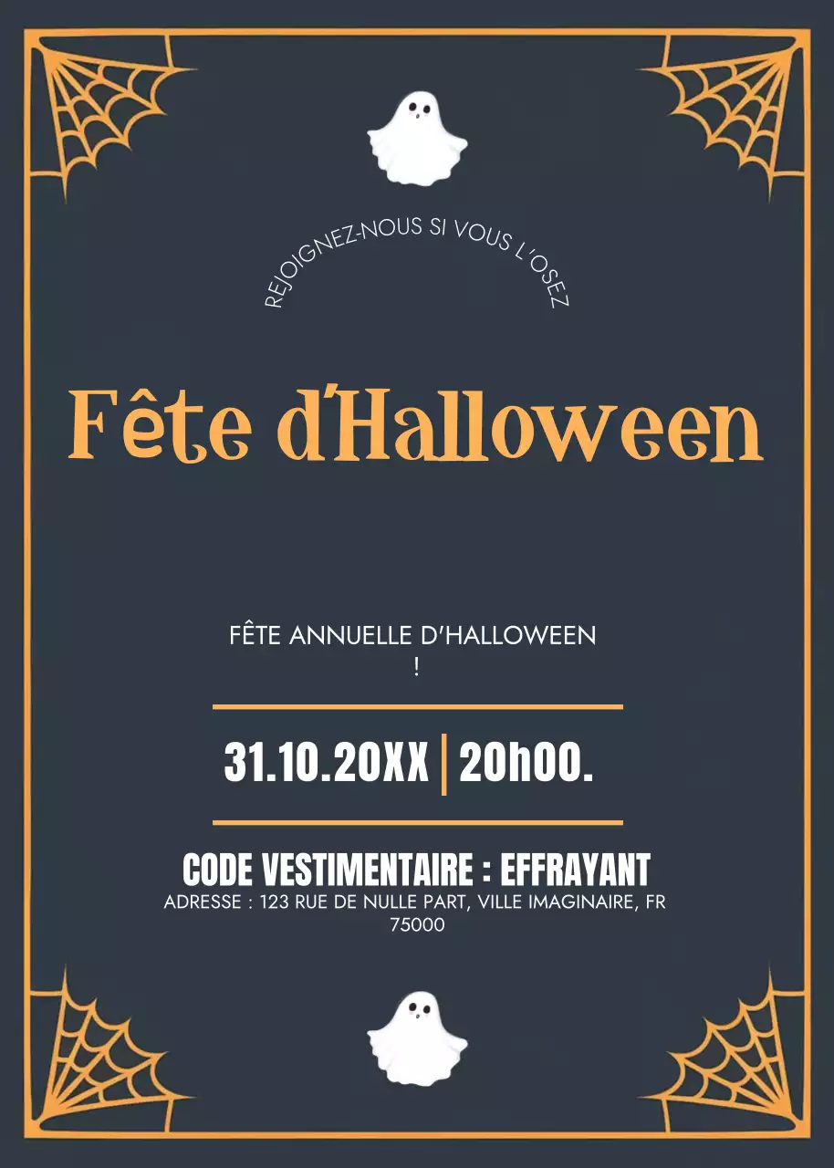 invitation rétro noire pour Halloween
