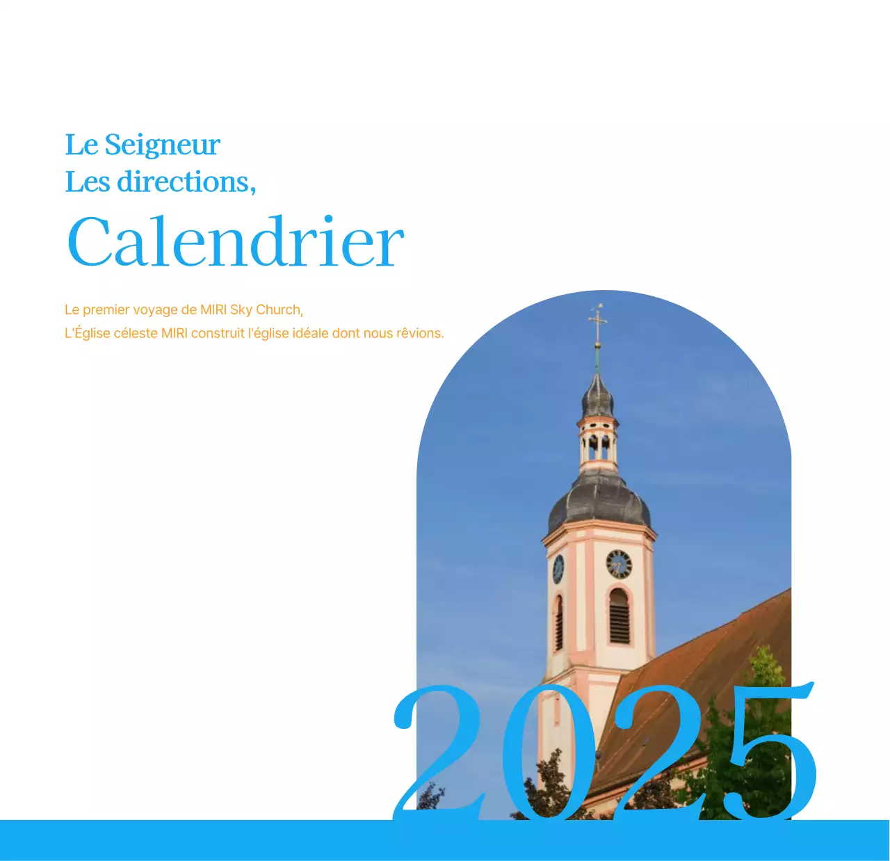 Calendrier d'église moderne bleu