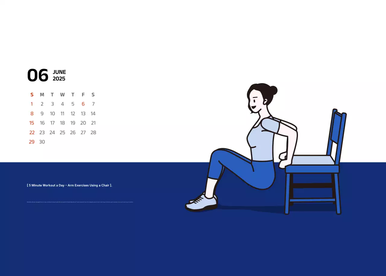 Calendario semplice con illustrazioni blu e pulite