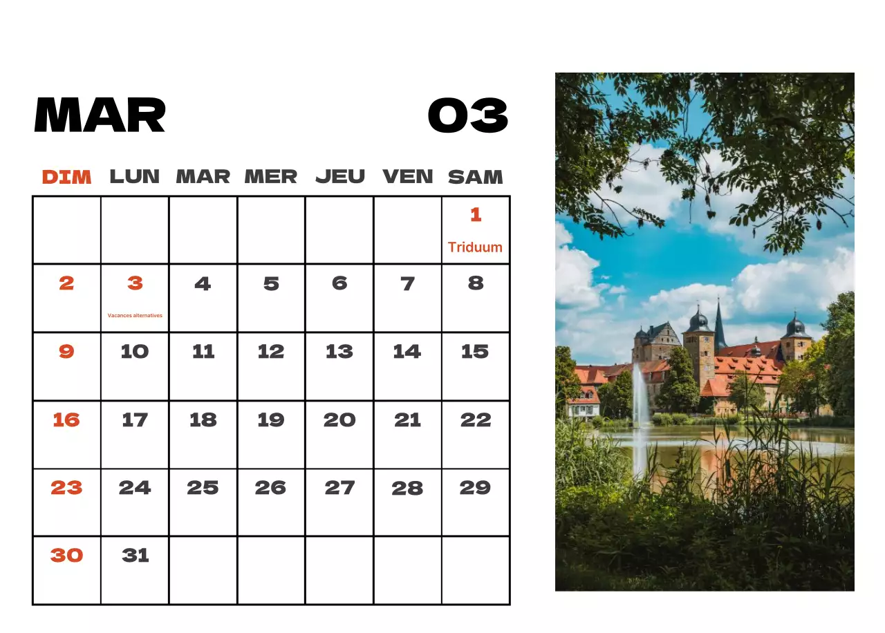 Calendrier de nettoyage des photos du ciel