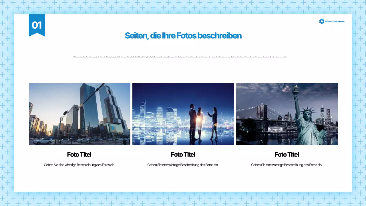 Blaue moderne Präsentationsanzeigen