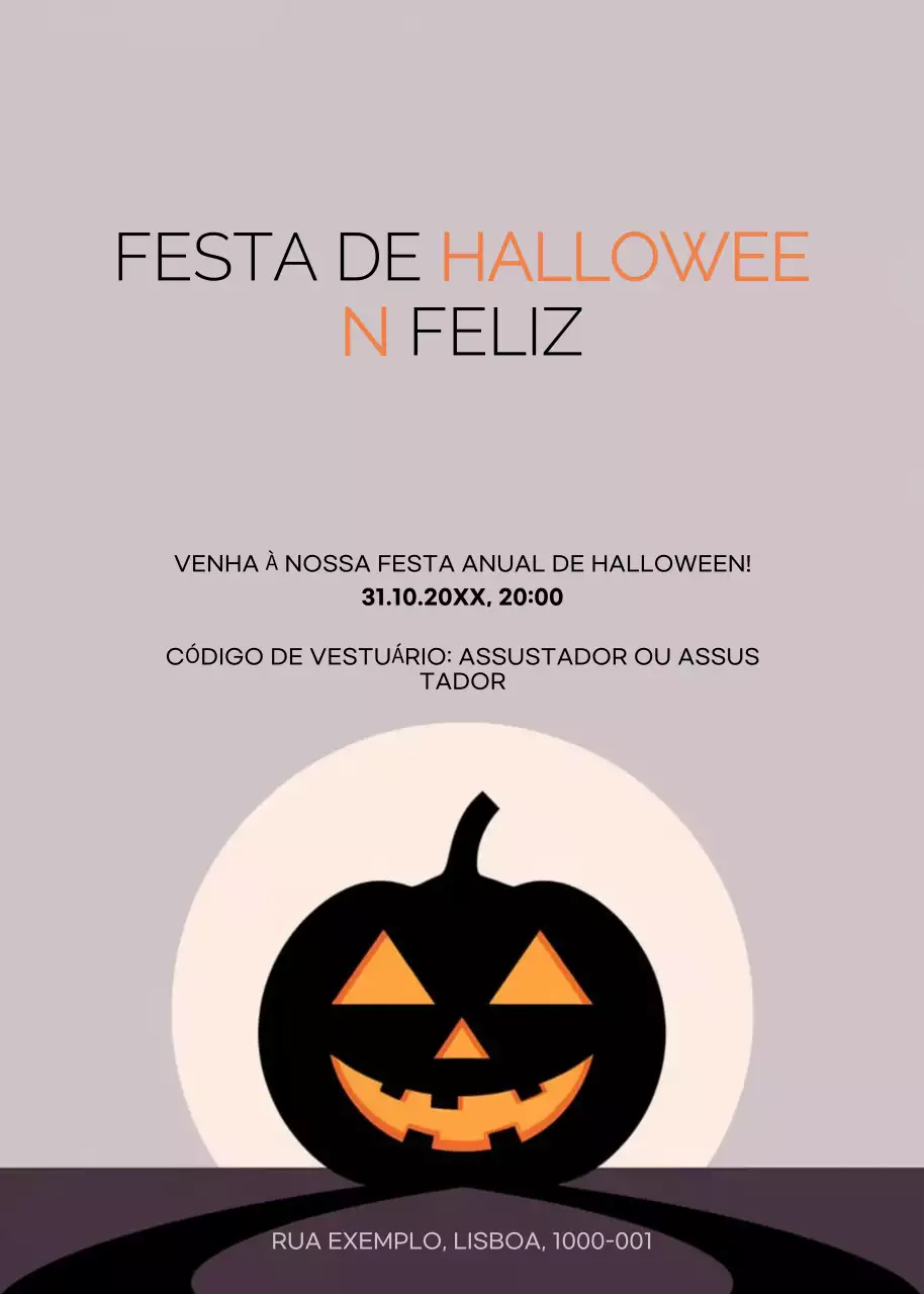 convite de Halloween minimalista preto