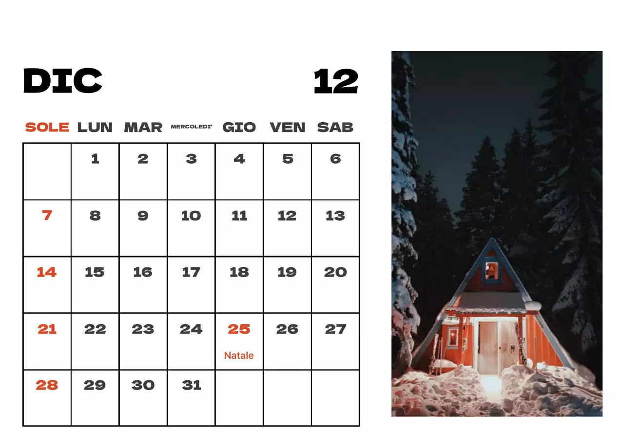 Calendario pulito con foto del cielo