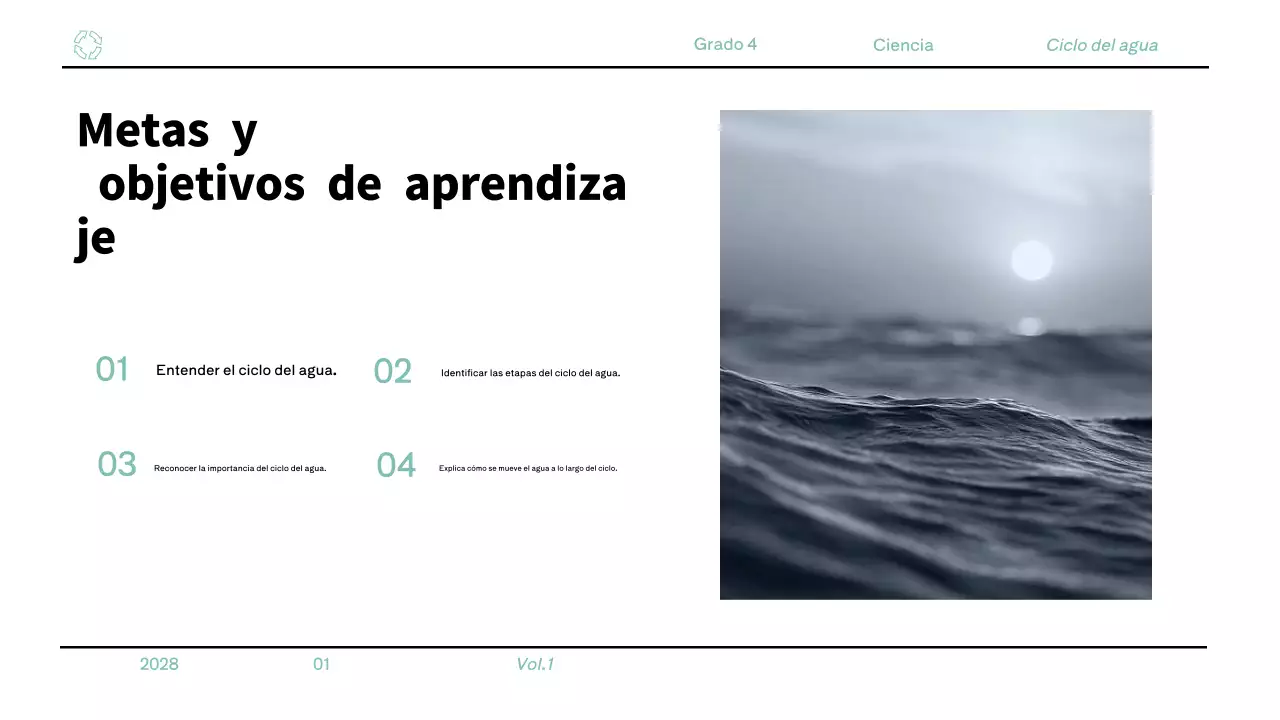 Material minimalista azul para la clase de ciencias de 4º curso