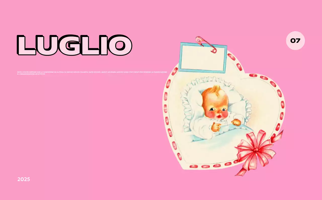 Calendari colorati con una varietà di illustrazioni retrò