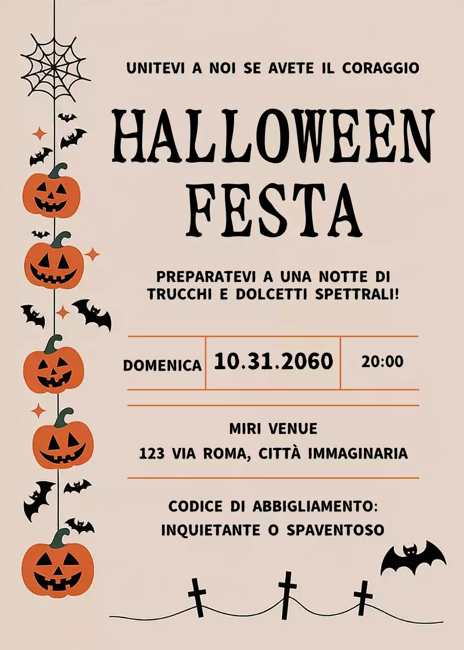 Invito di Halloween vintage beige