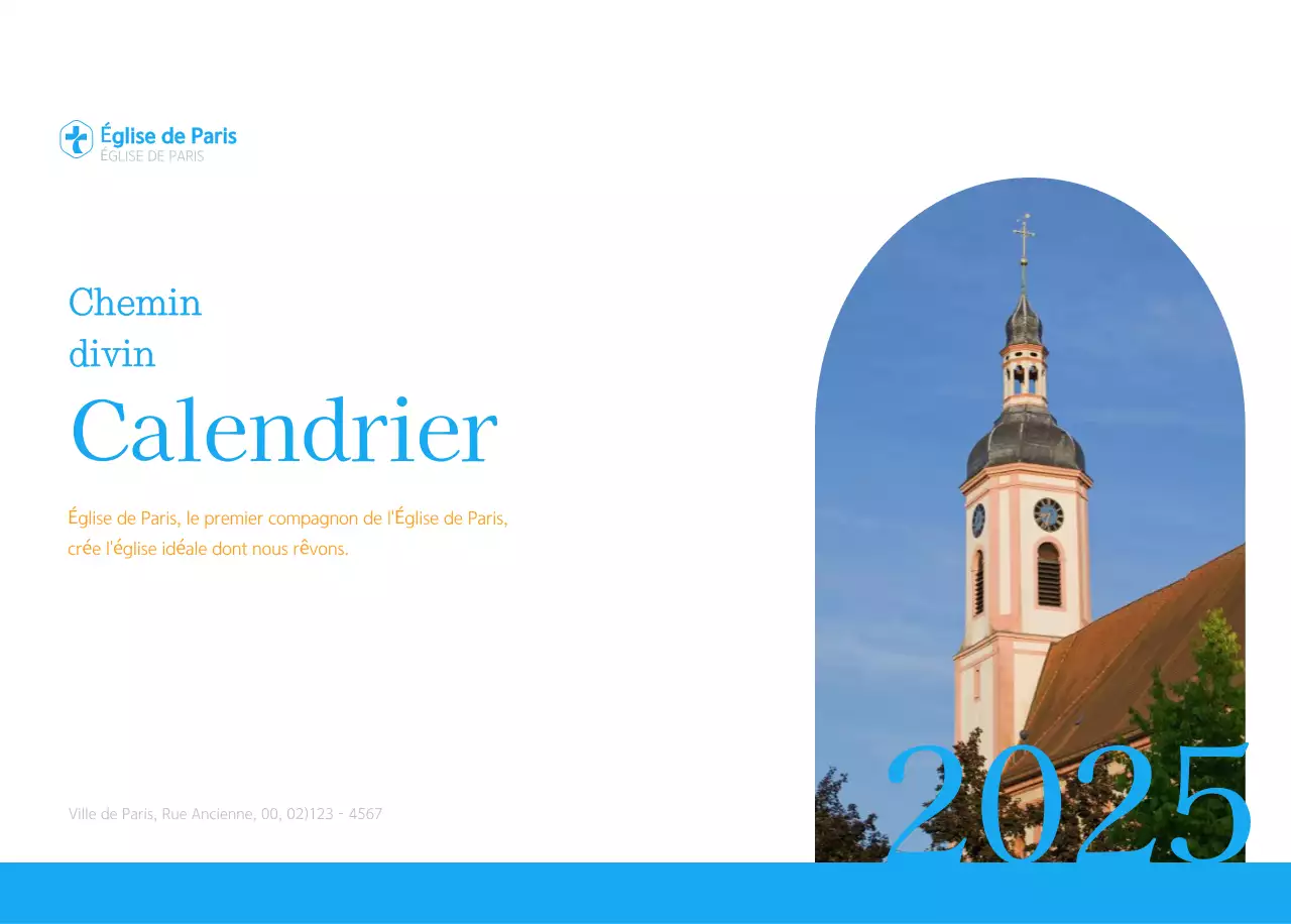 Calendrier d'église moderne bleu