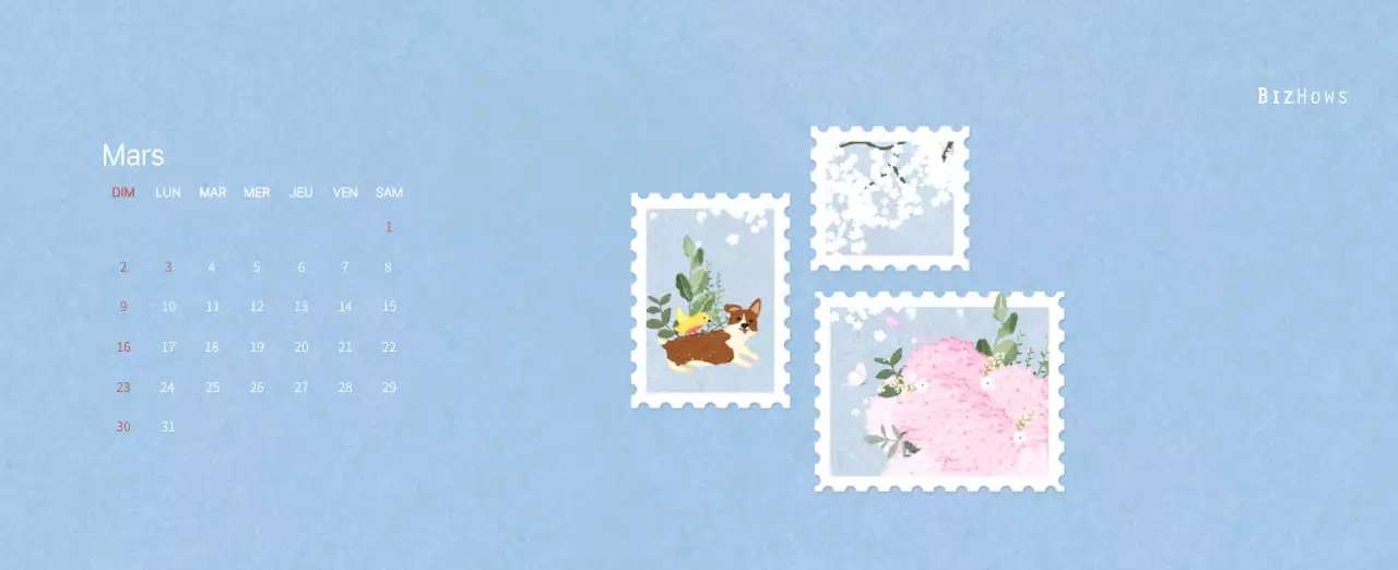 Calendrier du Nouvel An avec illustrations chaleureuses