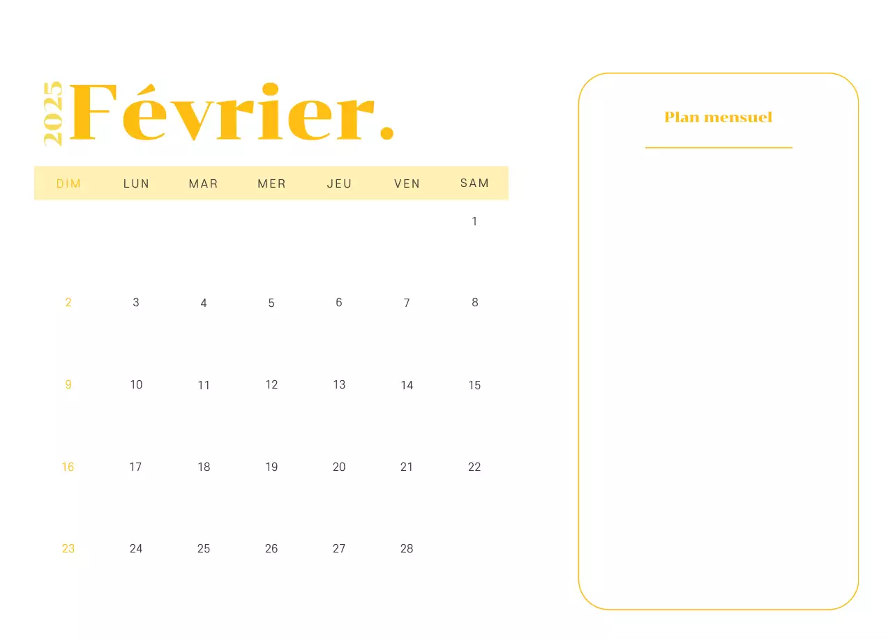 Calendrier avec illustrations de jeunes sur fond jaune-vert