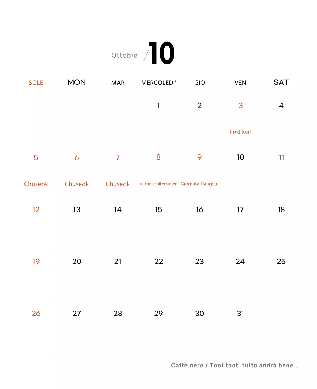 Semplice calendario da tavolo con foto di caffè per bar nei toni del bianco