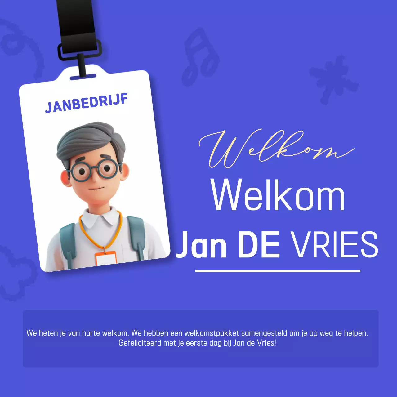 Een eenvoudige, paarse en witte vacaturetekst