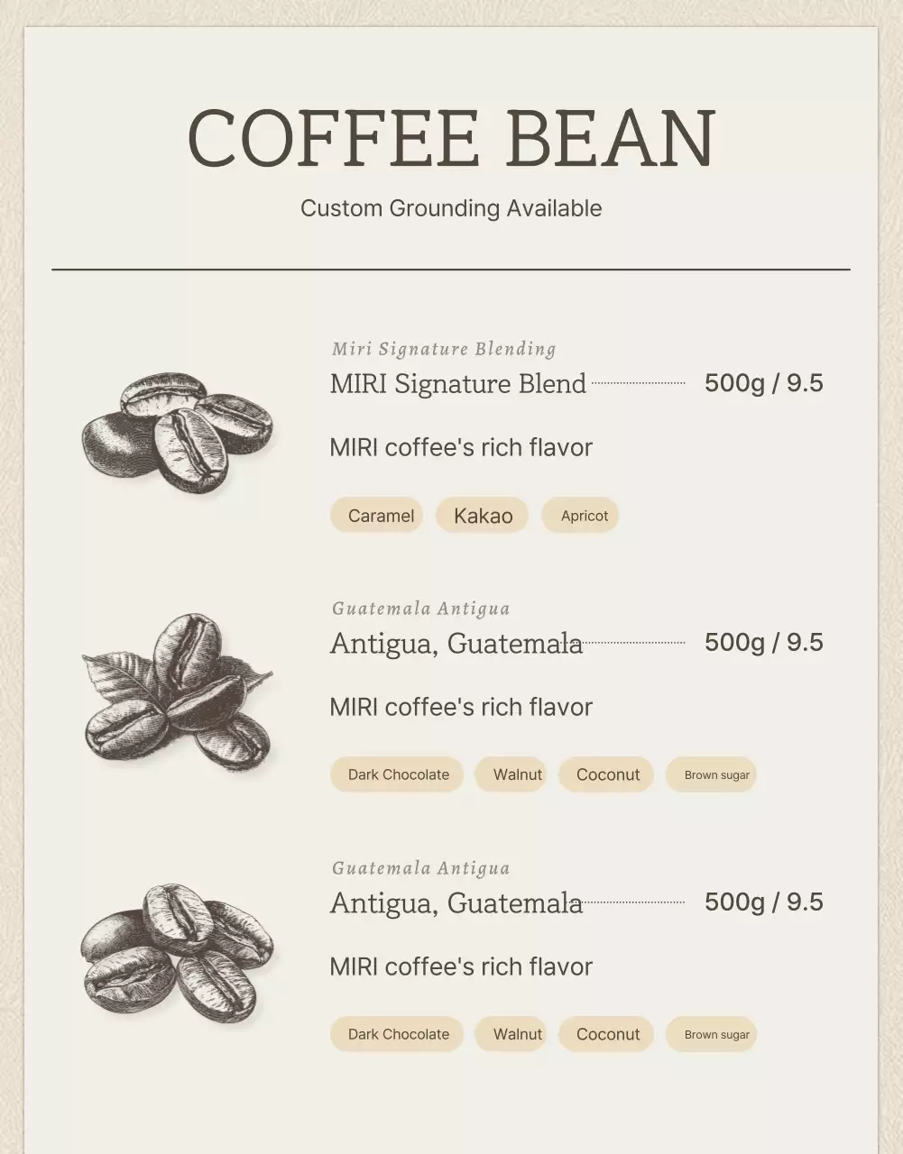 Cartaz de propaganda de café vintage bege