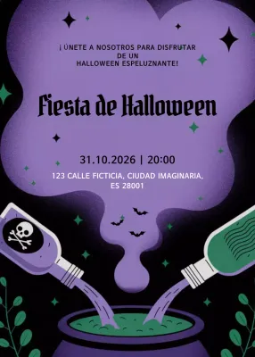 Invitación de Halloween gótica morada