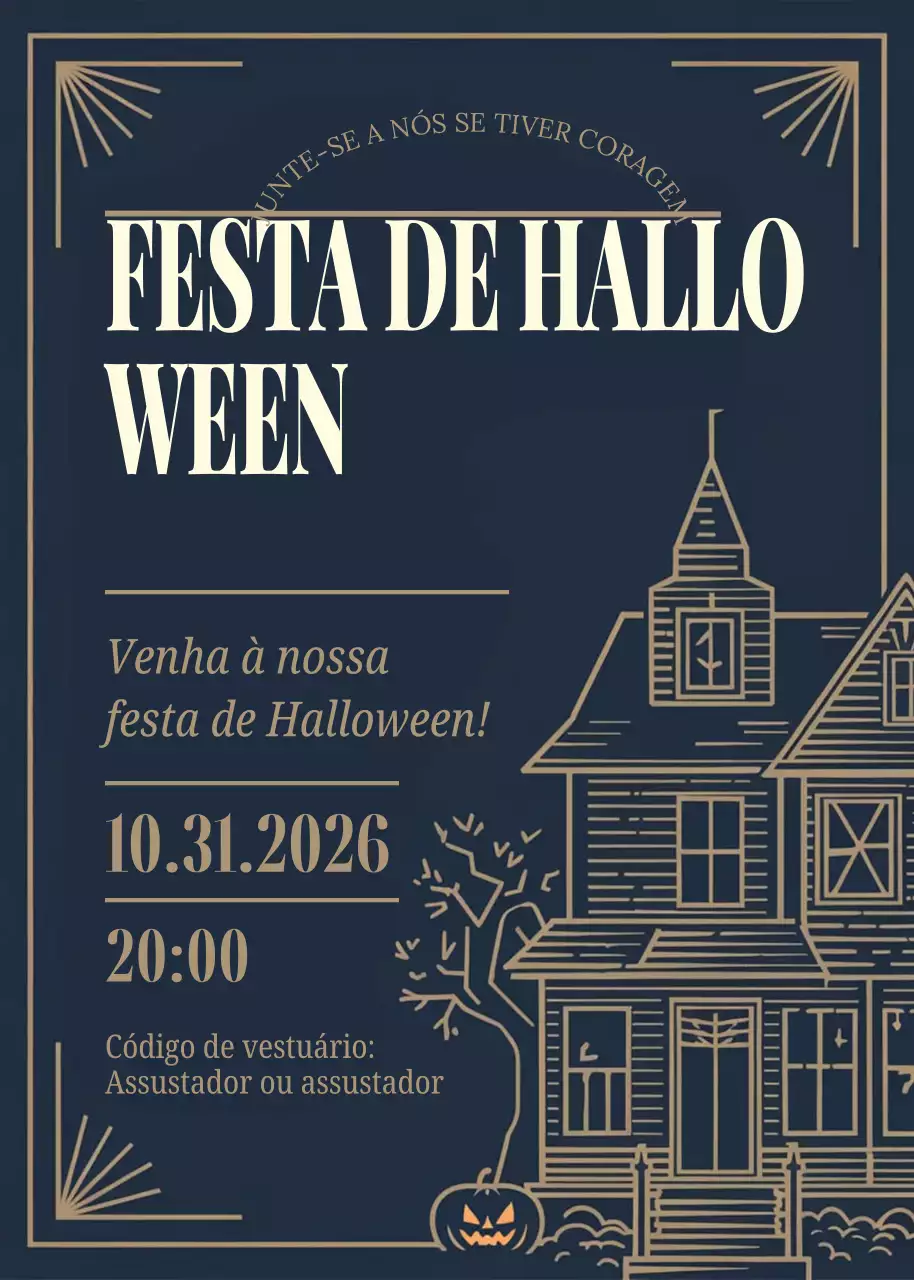 Convite de Halloween Vintage Navy