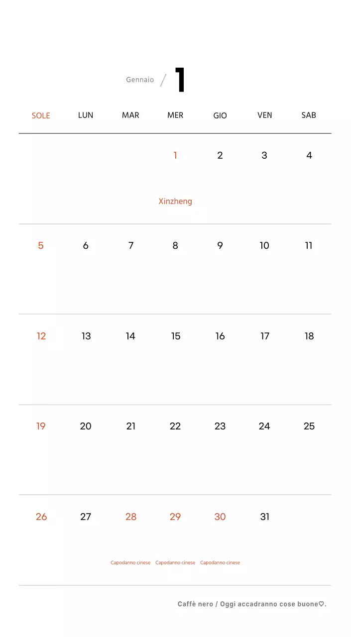 Semplice calendario da tavolo con foto di caffè per bar nei toni del bianco