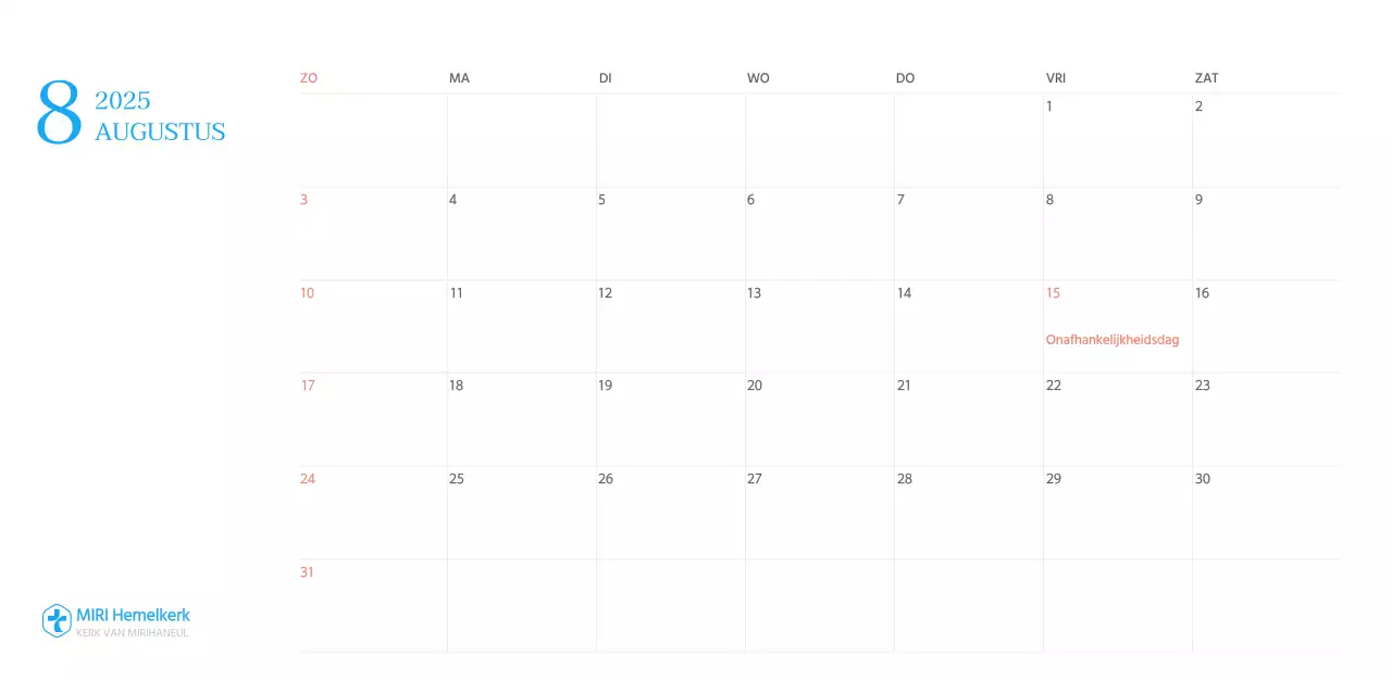 Blauw modern concept kerkkalender