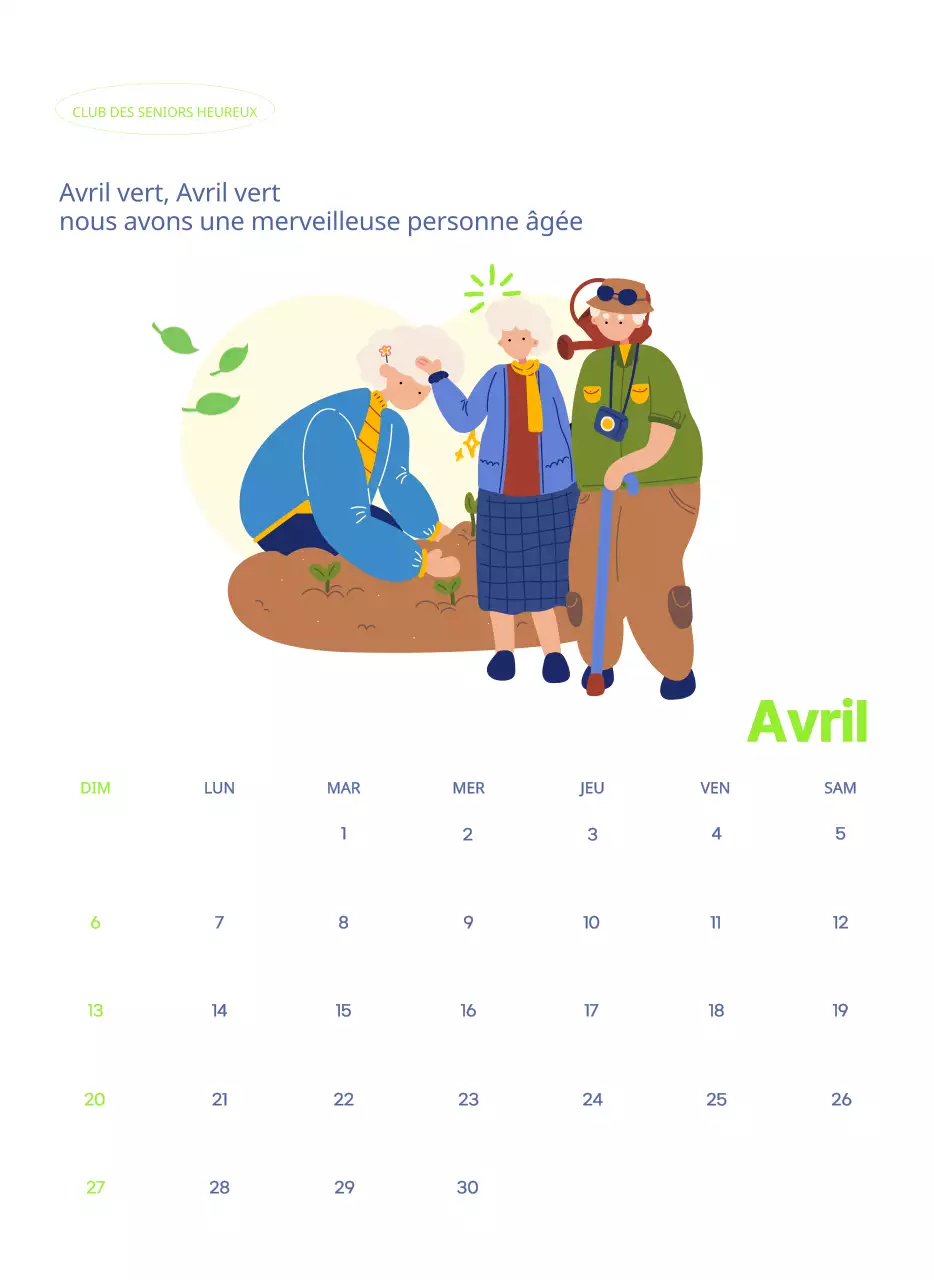 Calendrier d'entreprise avec de jolies illustrations