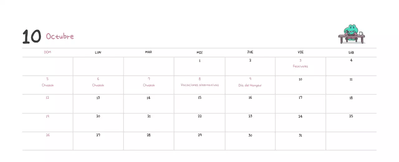Un calendario con un bonito concepto de ilustración de Ago