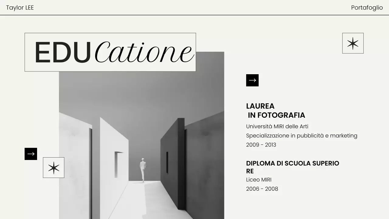 portfolio fotografico nero moderno