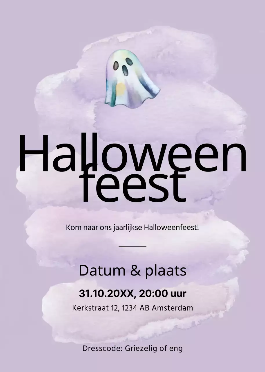 paarse minimale uitnodiging voor Halloween