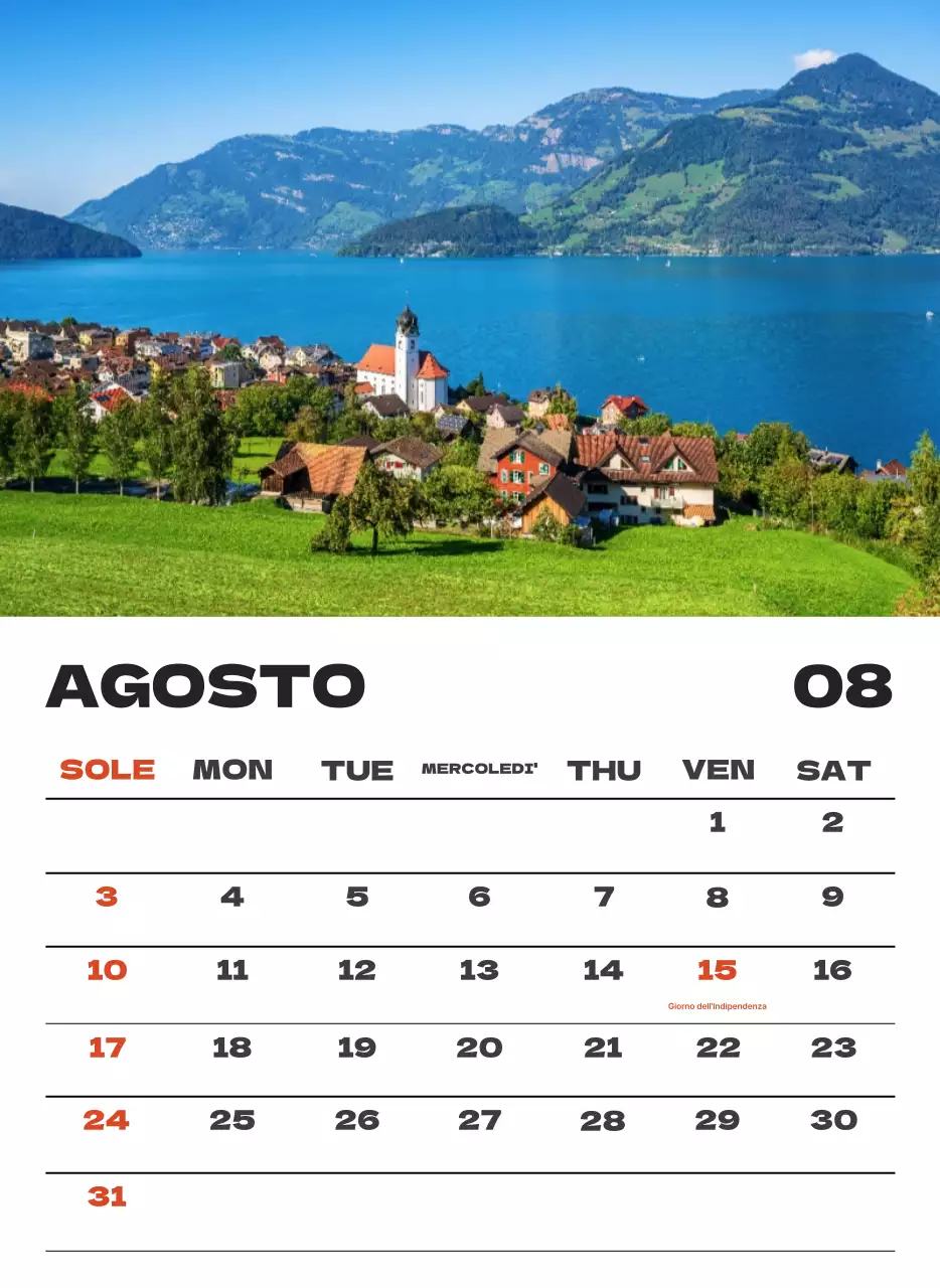 Calendario pulito con foto del cielo