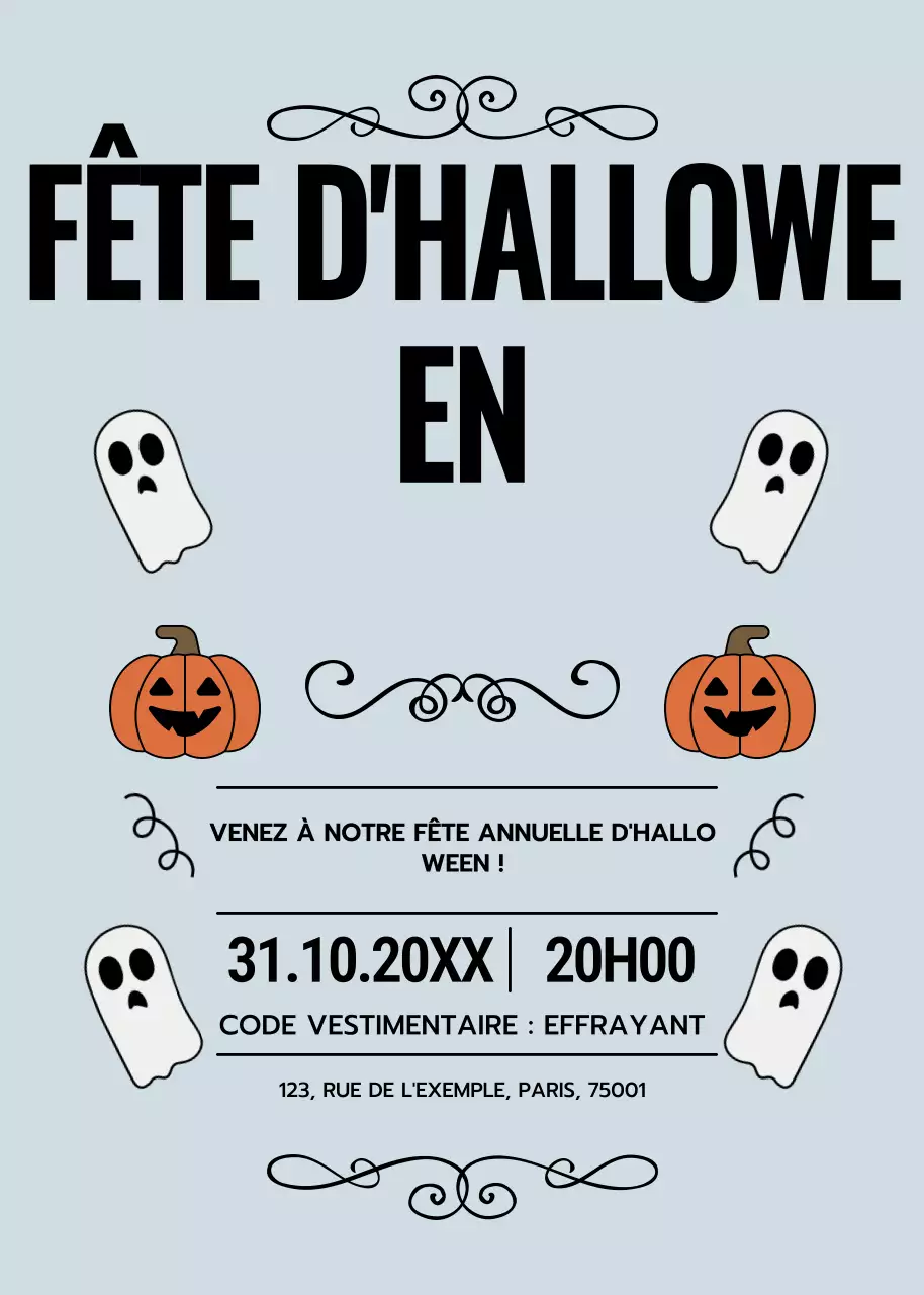 invitation rétro grise pour Halloween