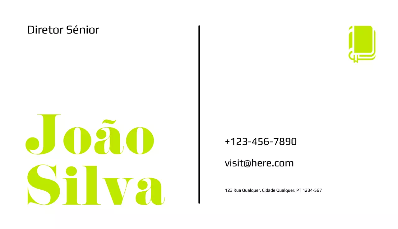 cartão de visita minimalista verde