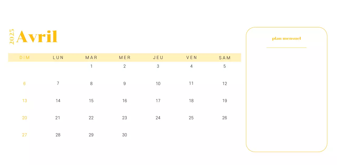 Calendrier avec illustrations de jeunes sur fond jaune-vert