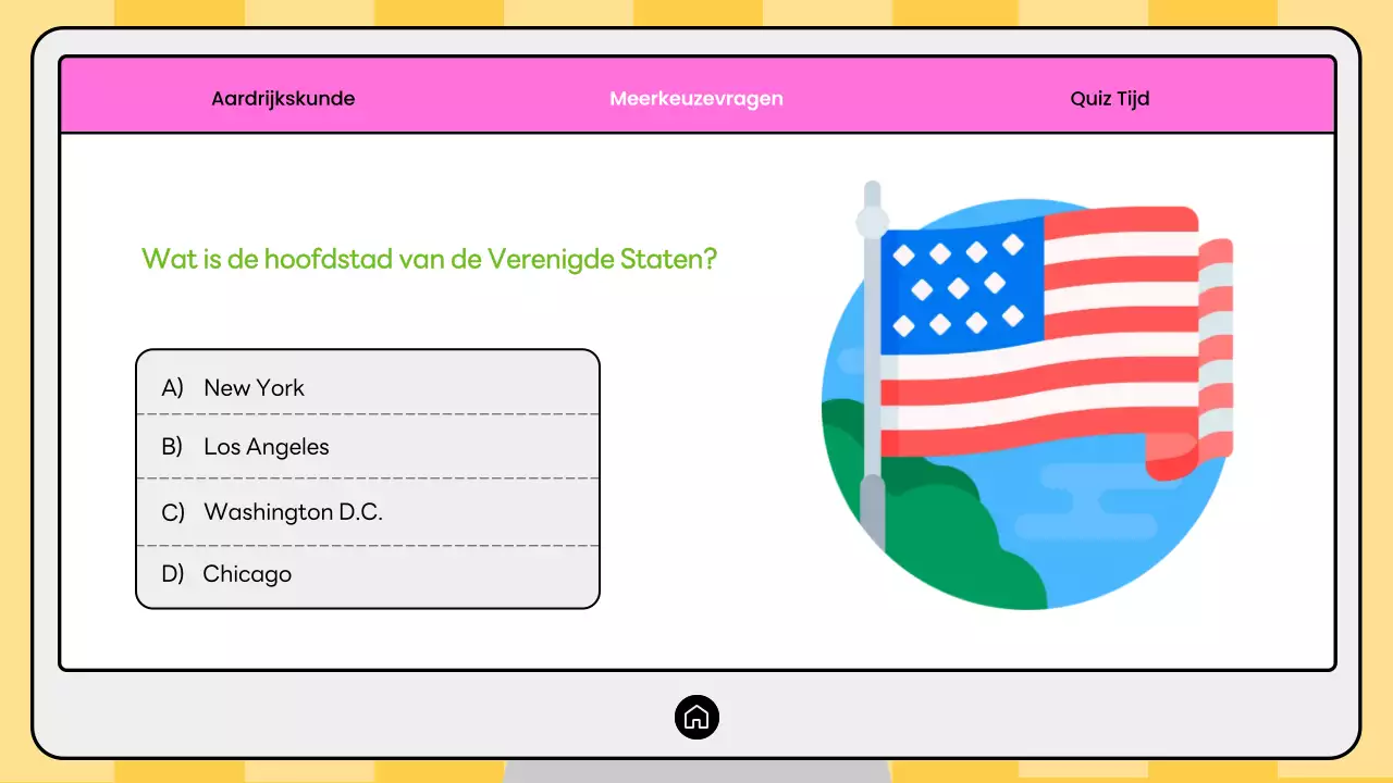 Roze en gele moderne aardrijkskunde quiz