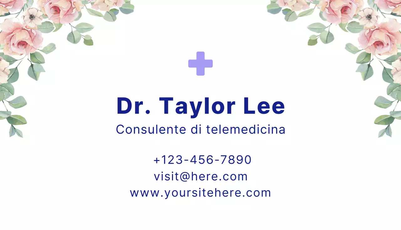 Biglietto da visita beige lilla telemedicina stile romantico